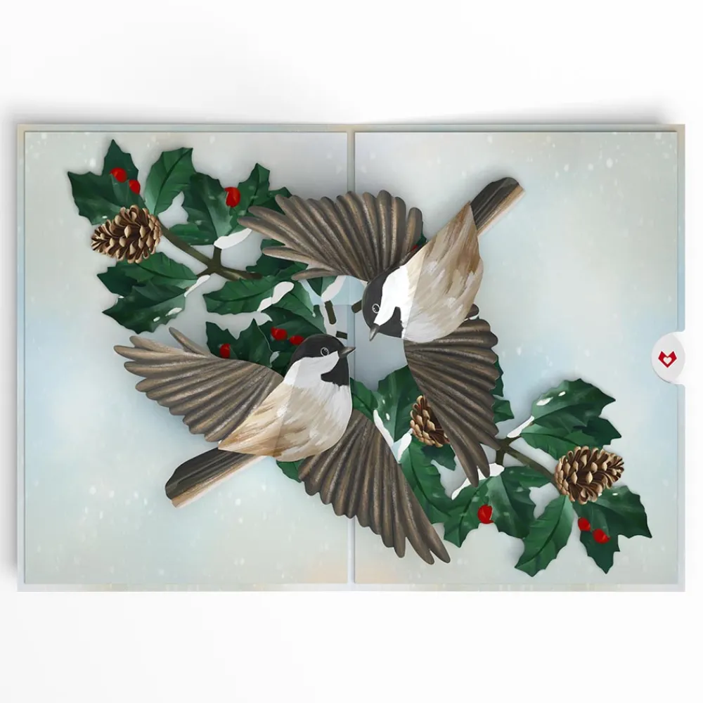 Lovepop Greeting Cards|Winter Chickadees Pop-Up Card