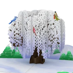 Lovepop Greeting Cards|Just Because|Winter Willow Tree Birds Pop-Up Card