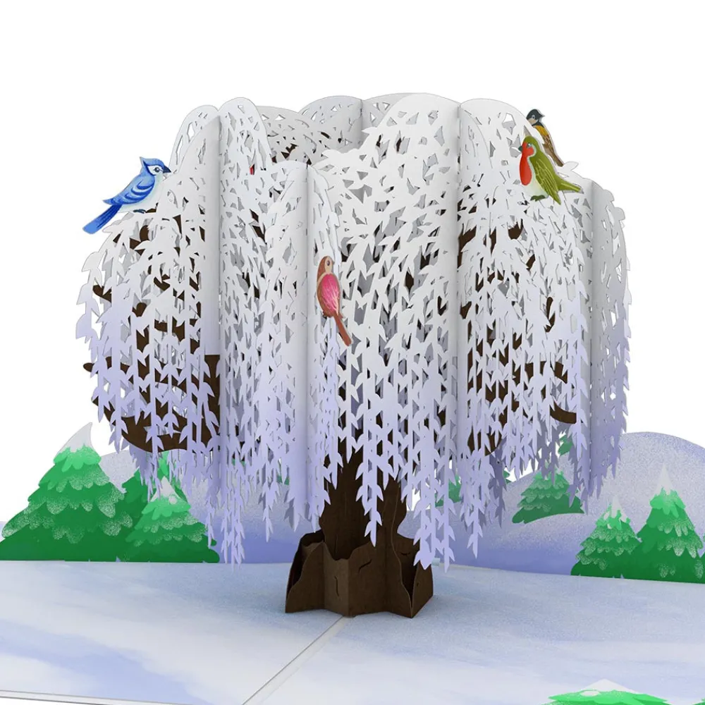 Lovepop Greeting Cards|Just Because|Winter Willow Tree Birds Pop-Up Card
