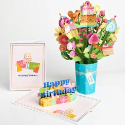 Lovepop Card & Gift Bundles|Decor|Wishing You a Happy Birthday Pop-Up Card & Bouquet Bundle