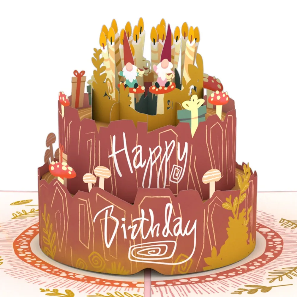 Lovepop Birthday|Her|Woodland Gnomes Birthday Cake Pop-Up Card