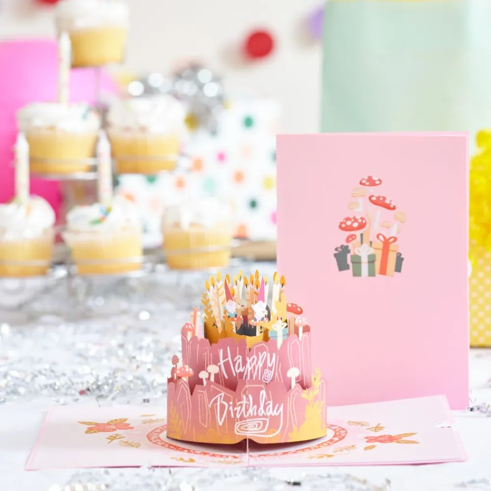 Lovepop Birthday|Her|Woodland Gnomes Birthday Cake Pop-Up Card