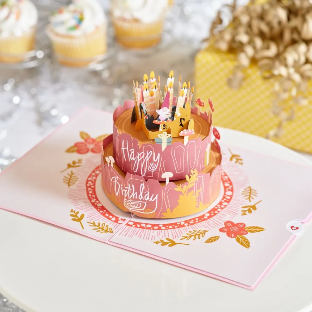 Lovepop Birthday|Her|Woodland Gnomes Birthday Cake Pop-Up Card