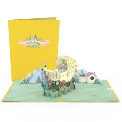 Lovepop Greeting Cards|Baby|Yellow Baby Carriage Pop-Up Card