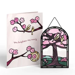 Lovepop Suncatcher Cards|Just Because|You Brighten My World Birds Suncatcher Card