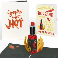 Lovepop Birthday|Him|You’re So Hot - Hot Sauce Birthday Pop-Up Card and Sentiment Set for Husband