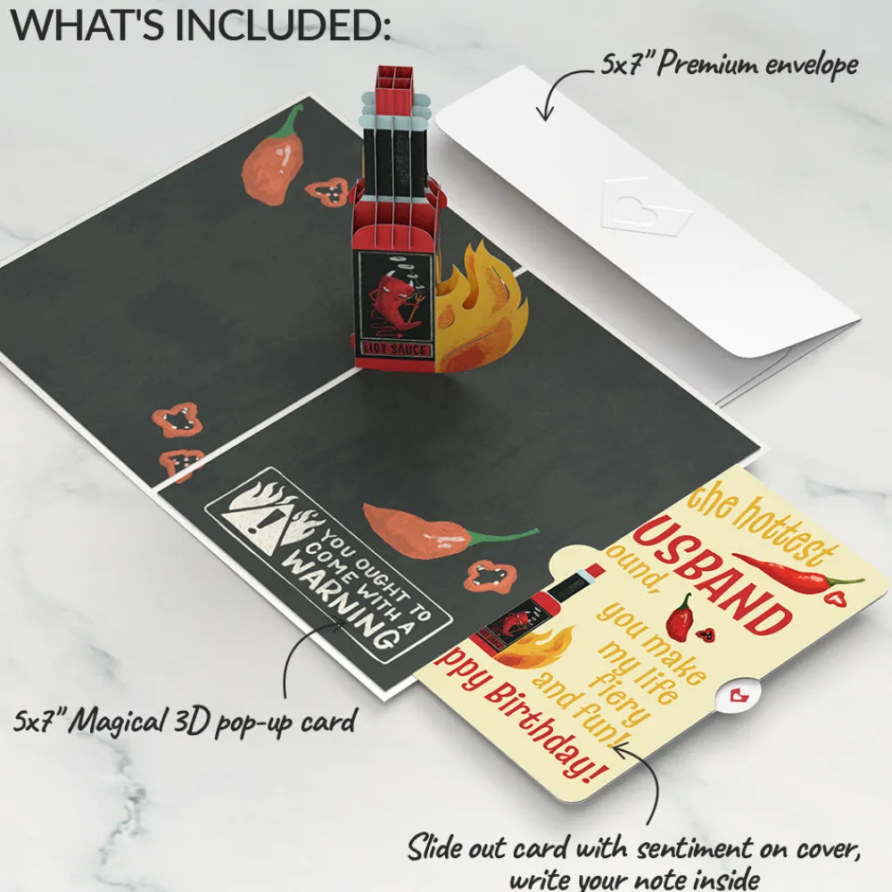 Lovepop Birthday|Him|You’re So Hot - Hot Sauce Birthday Pop-Up Card and Sentiment Set for Husband