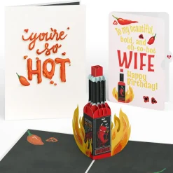 Lovepop Birthday|Her|You’re So Hot - Hot Sauce Birthday Pop-Up Card and Sentiment Set for Wife